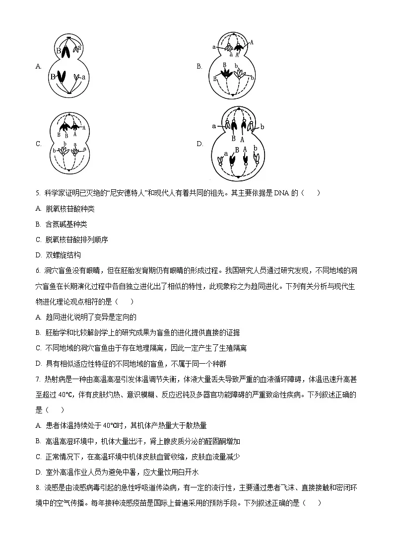云南德宏傣族景颇族自治州2025-2026学年高三上学期期末生物学试卷(试卷+解析)第2页