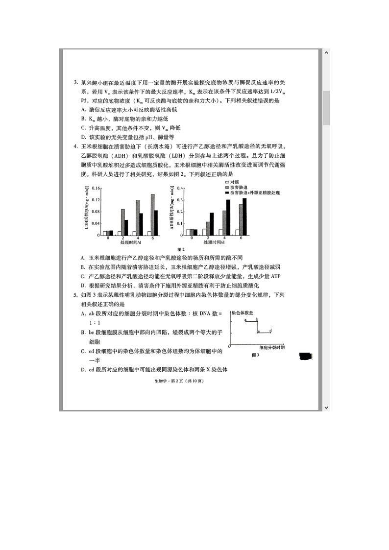 西南名校联盟2025届高三上学期“3+3+3”高考备考诊断性联考(一)生物试题 含答案第2页