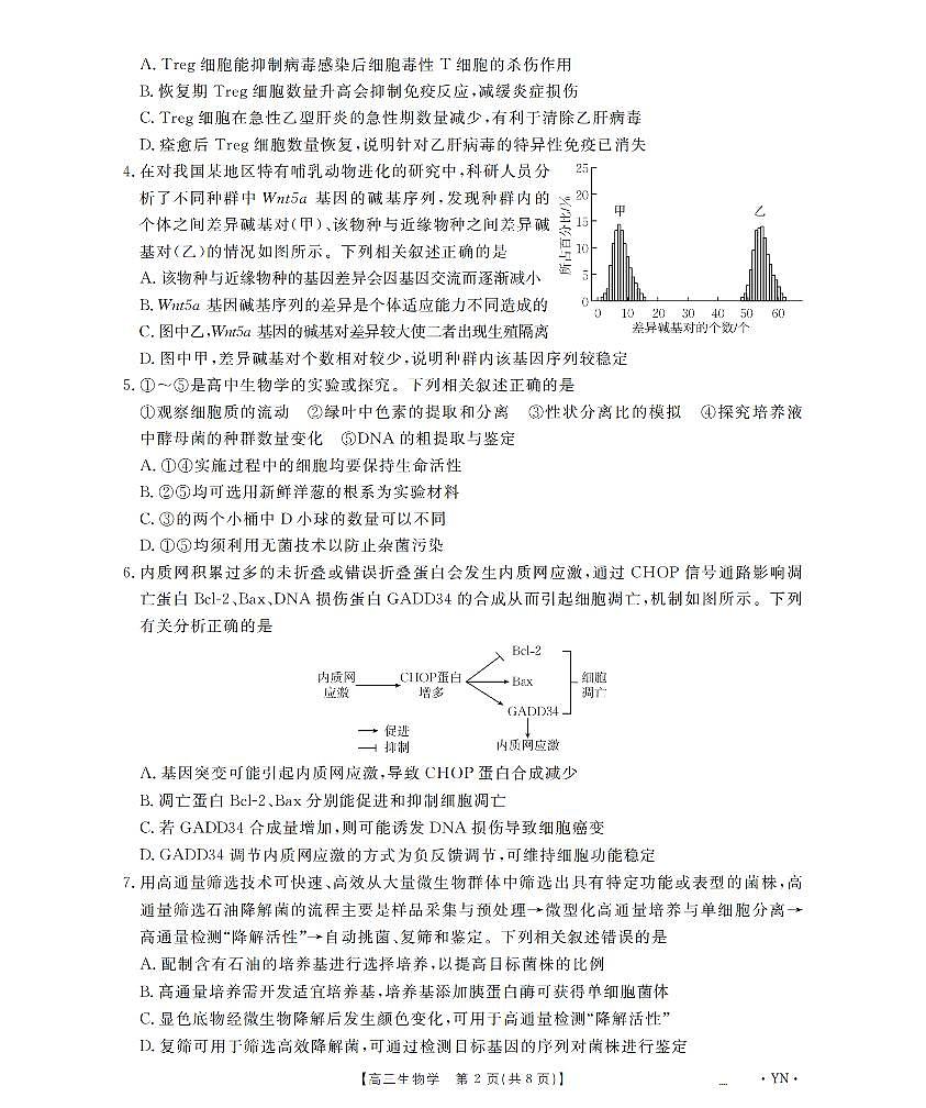 金太阳云南省2026届高三上学期1月百万大联考生物试卷(含答案)第2页