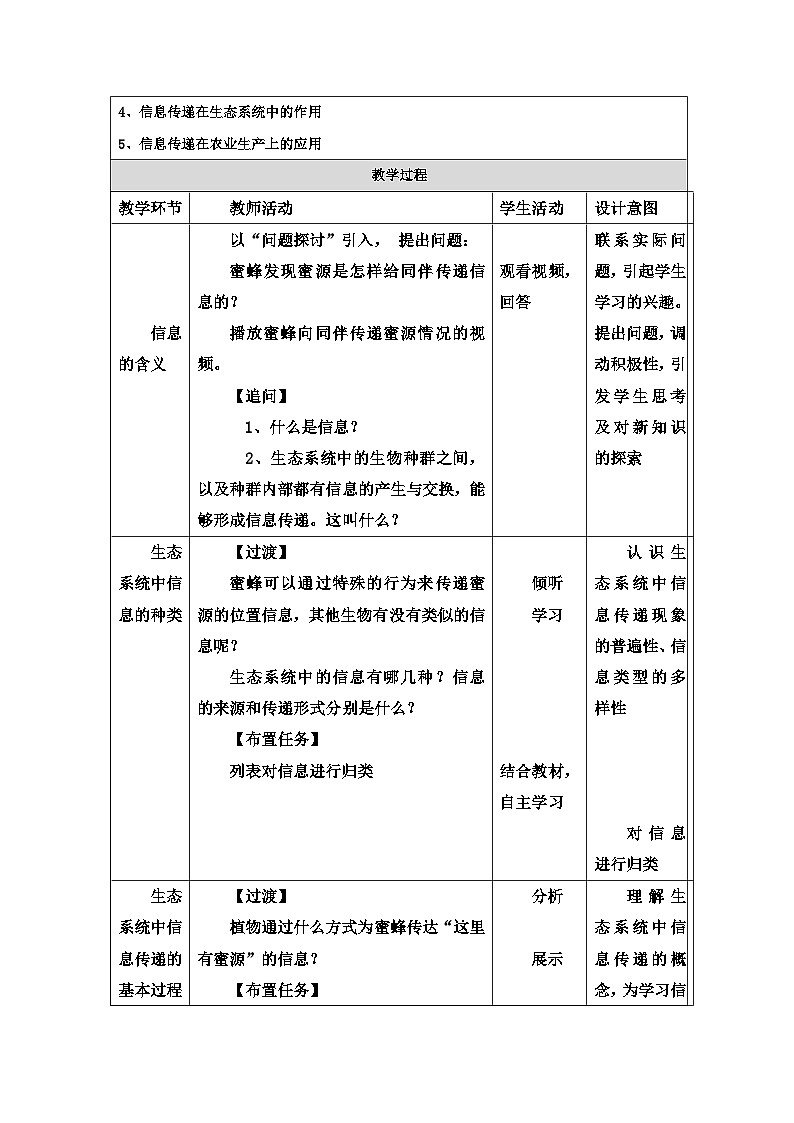 人教版(2019)高中生物选择性必修二 3.4 生态系统的信息传递 教学设计第2页