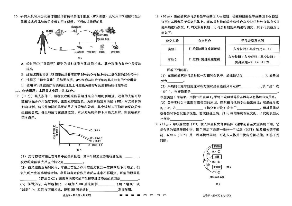 生物-贵州省贵阳一中2026届高三上学期高考适应性月考(五)试卷及答案第3页