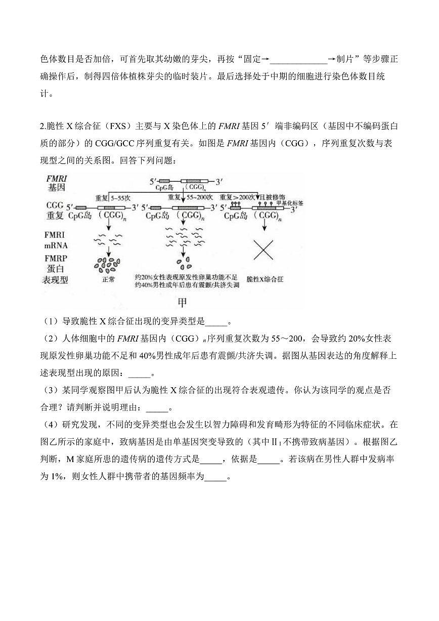 专题8 生物的变异与进化(非选择题)——高考生物学第一轮复习模块分练【新高考版】(含解析)第2页