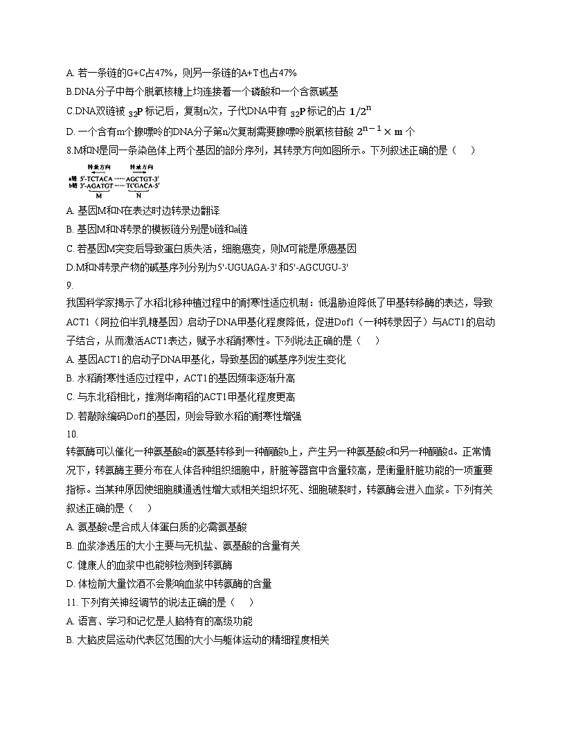 辽宁省沈阳市实验中学2026届高三上学期期中阶段测试生物试卷(文字版,含答案)第3页