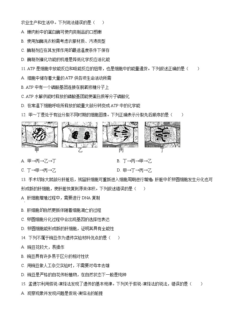 安徽省合肥市第五中学等校2025年秋季学期期末考试高一年级生物试卷(原卷版)第3页