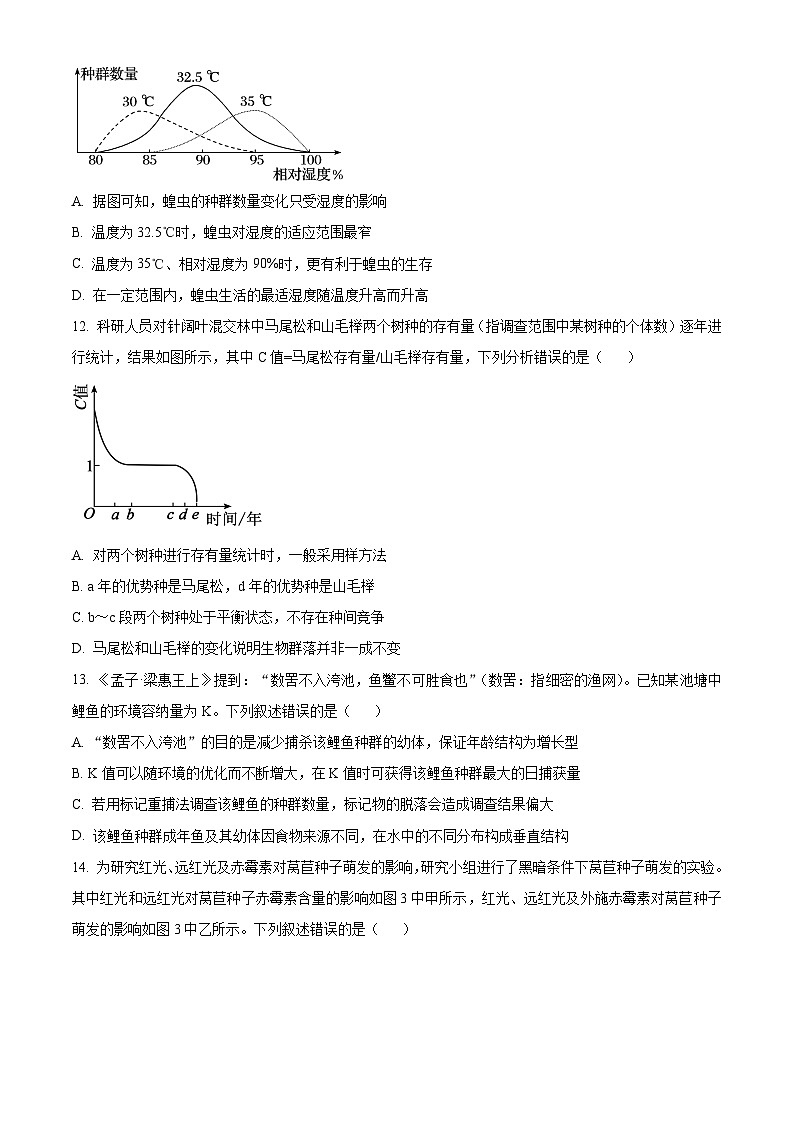 广西壮族自治区百色市2024-2025学年高二上学期1月期末生物试题 Word版无答案第3页