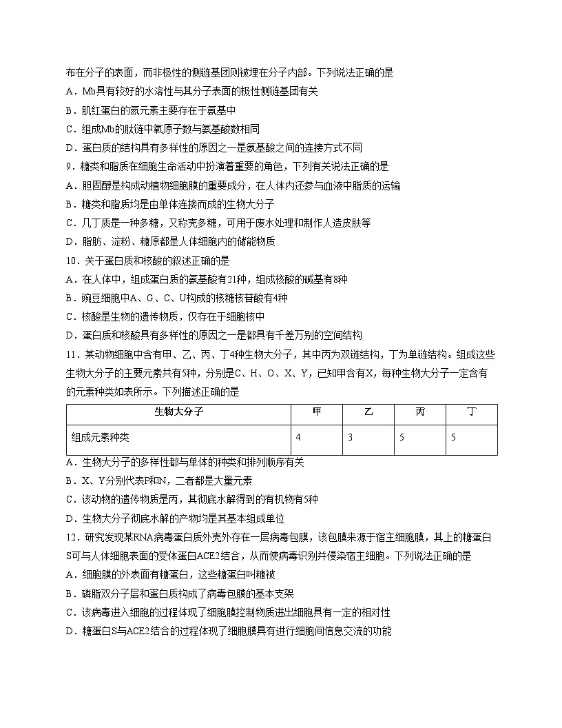 山东济宁市邹城市2025_2026学年高一上学期期中考试生物试题(文字版,含答案)第3页