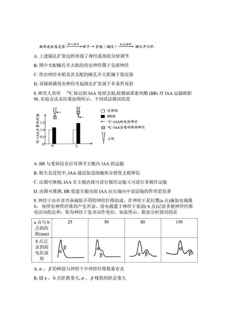 山东省日照市2026年高三高考一模生物学(含答案)试卷第3页