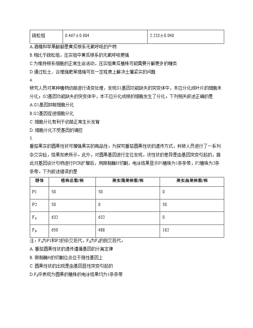 2026届广西壮族自治区桂林市高三一模生物试题(文字版,含答案)第2页