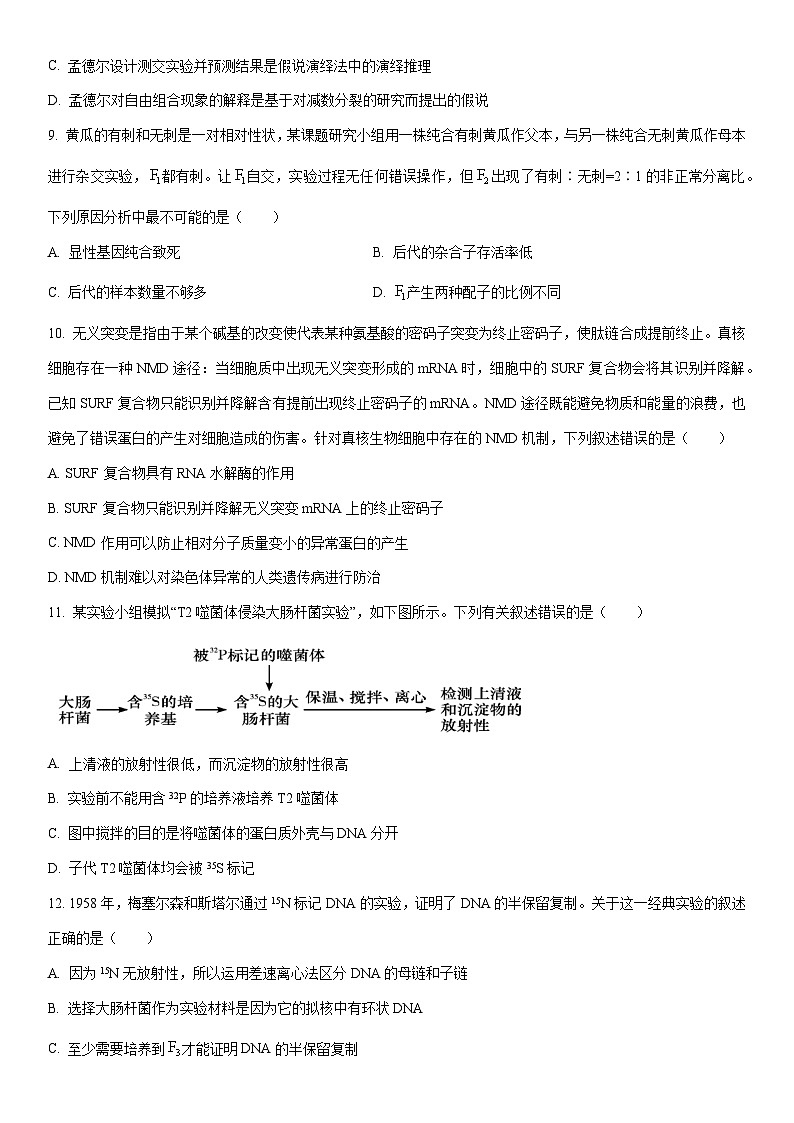 2025-2026学年湖南省邵阳市高一上拔尖创新班第一次联考卷生物试卷(学生版)第3页