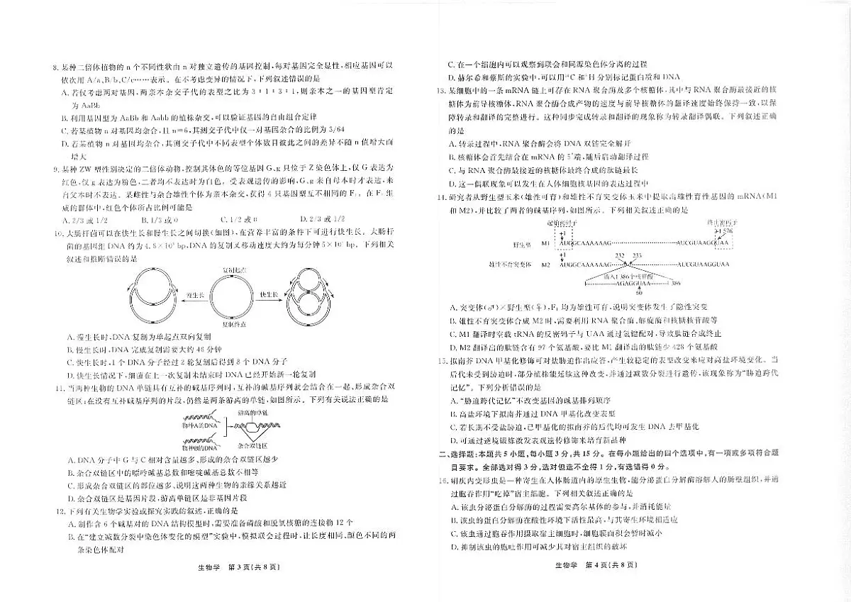 辽宁省名校联盟2025年高三10月份联合考试 生物试卷(含答案)第2页