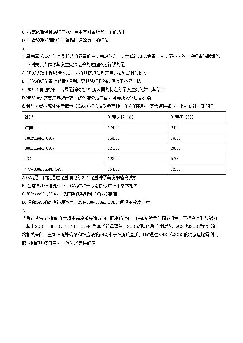 2026届内蒙古鄂尔多斯市高三一模生物试题(文字版,含答案)第2页