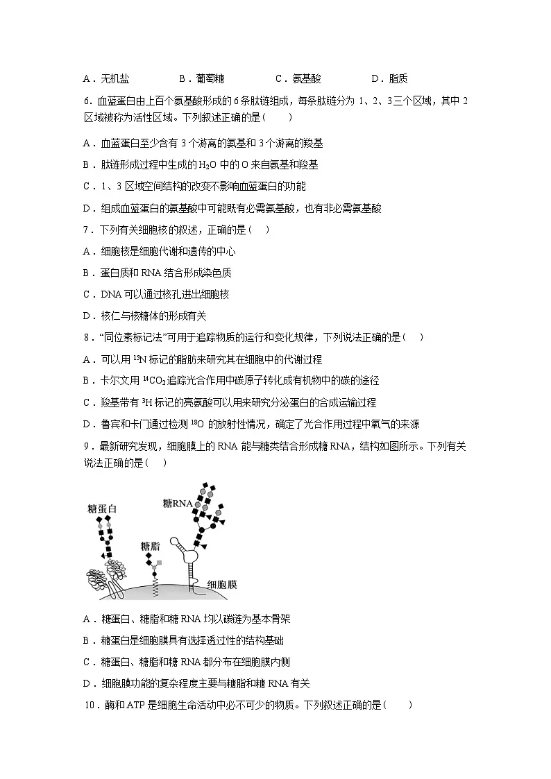 山西阳泉市第一中学校2025-2026学年高一年级下学期分班考试生物试题含答案第2页