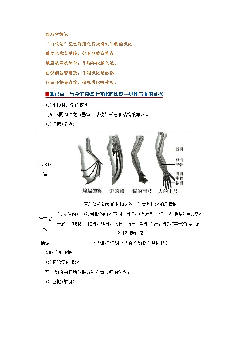 第六章第一节 生物有共同祖先的证据 2025-2026学年高中生物必修二同步讲义(原卷版)第2页