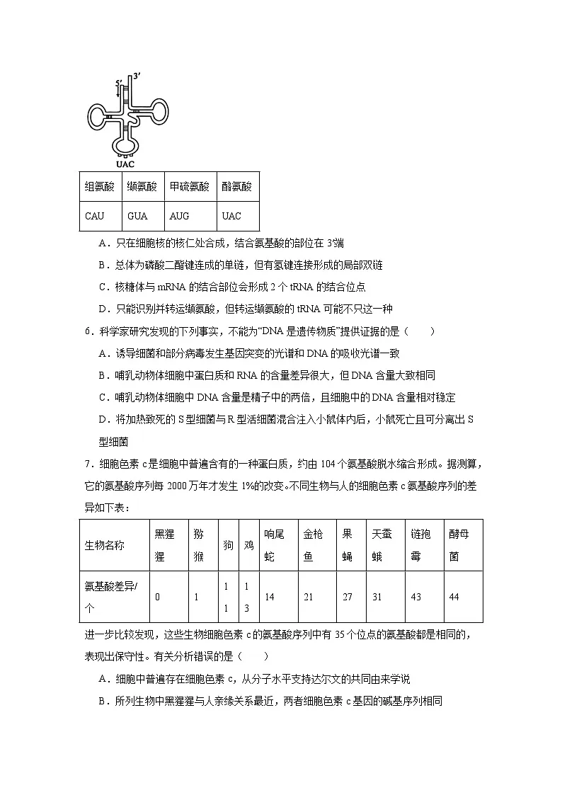 2026年湖北宜昌市高三3月调研考试生物试题(无答案)第2页