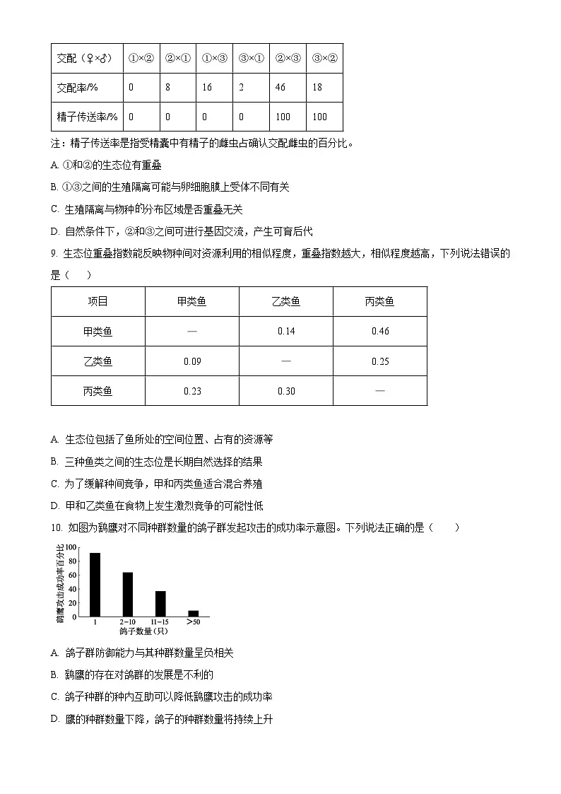 湖北省荆州市沙市区湖北省沙市中学2025-2026学年高二下学期3月阶段检测生物试题(原卷版)第3页