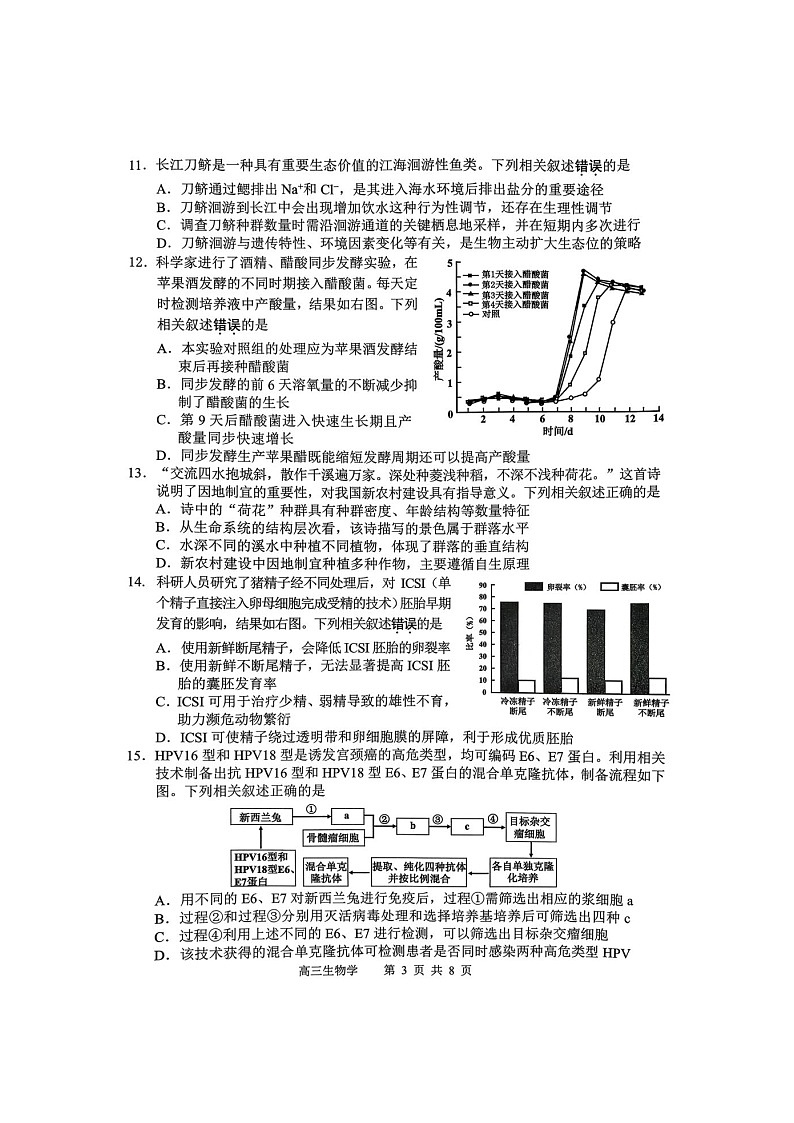 江苏省苏锡常镇四市2026届高三下学期教学情况调研(一)生物试卷 含答案第3页