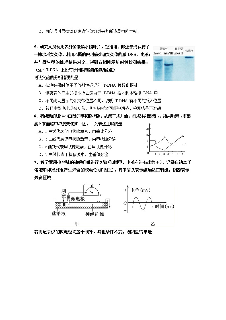 2020届山东省淄博市高三下学期第二次网考生物试题第2页
