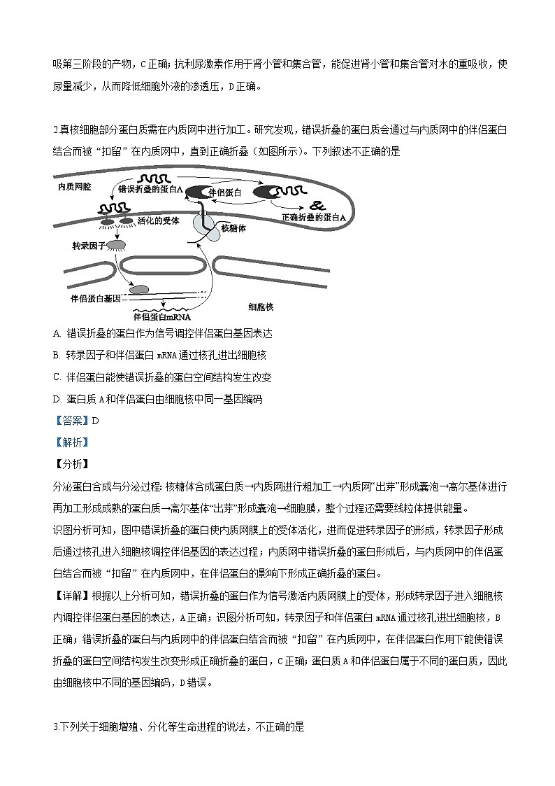 2019届北京市西城区高三二模生物试卷(解析版)第2页