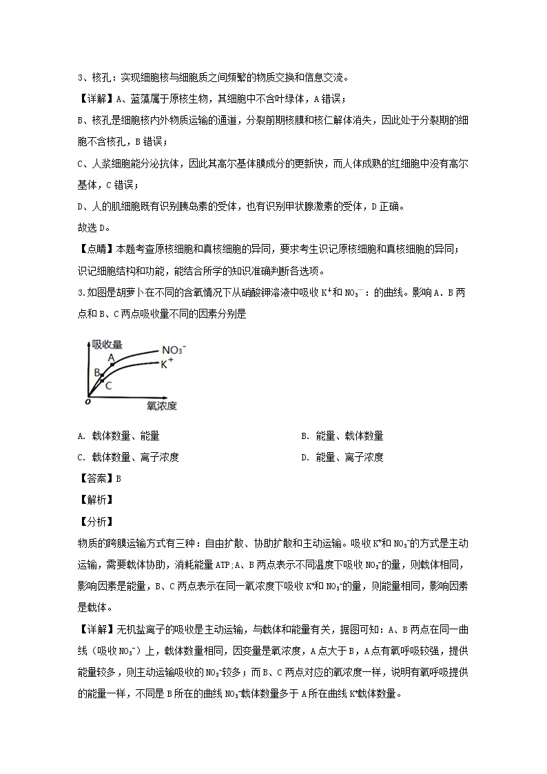 浙江省之江教育联盟2020届高三第一次联考（9月）生物试题03