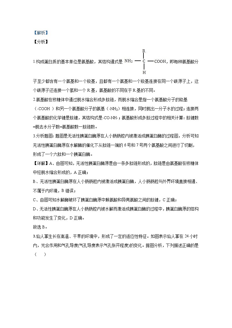 山东省潍坊市昌乐县2020届高三4月模拟生物试题02