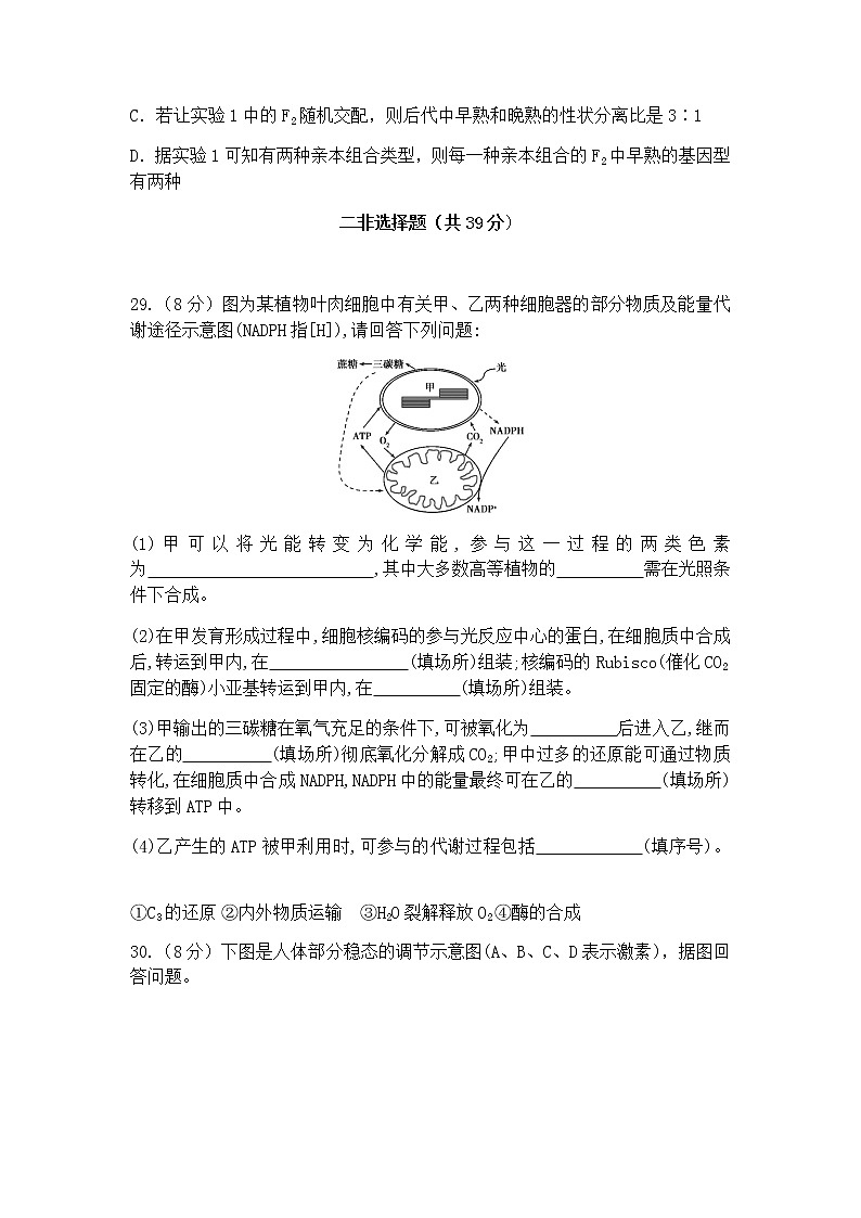 贵州省贵阳清镇一中2020届高三生物模拟训练303