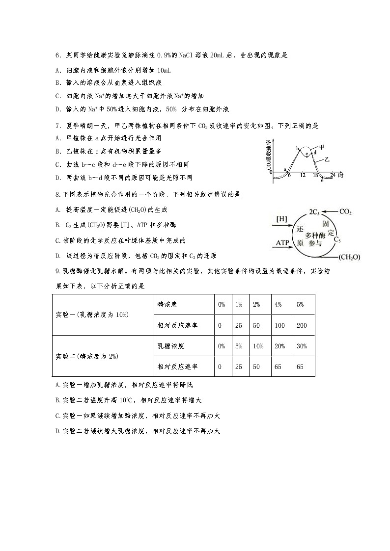 贵州省铜仁第一中学2020届高三第三次模拟考试生物试题02