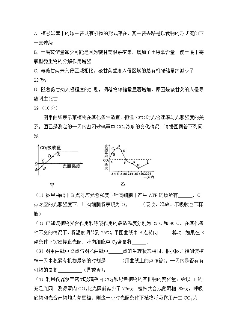 安徽省定远县重点中学2020届高三6月模拟生物试题03