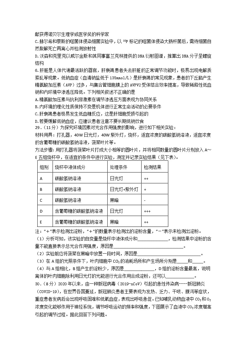 辽宁省丹东市2020届高三下学期总复习质量测试(二)理综-生物试题02
