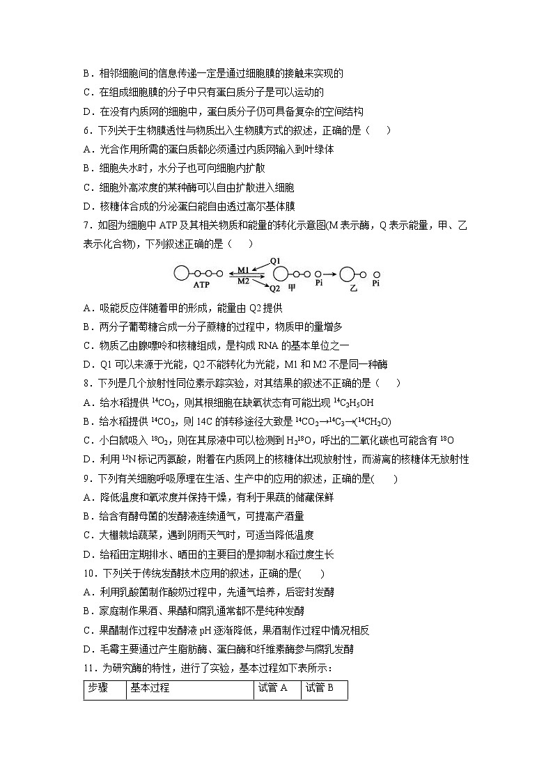 【生物】山东省济宁市育才中学2019-2020学年高二4月线上模块考试试题02
