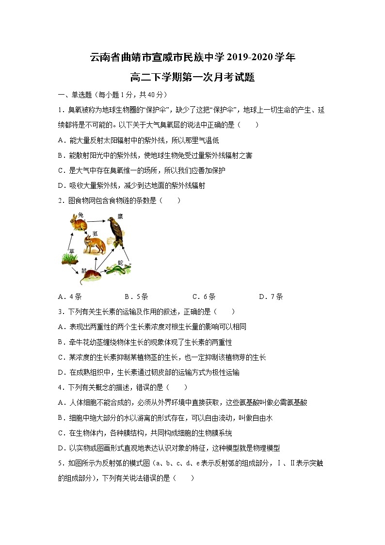【生物】云南省曲靖市宣威市民族中学2019-2020学年高二下学期第一次月考试题(解析版)01