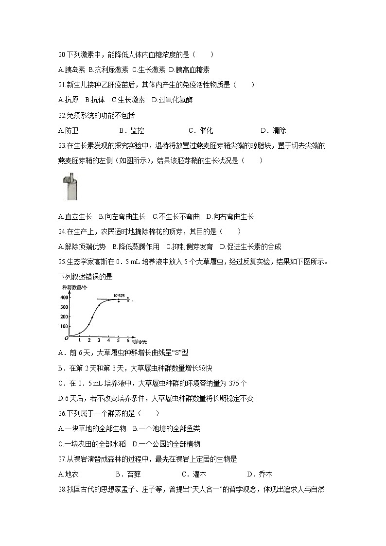 【生物】福建省永安市第三中学2019-2020学年高二下学期期初综合检测试试题03