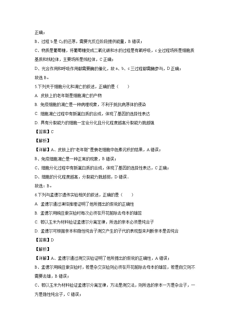 【生物】湖北省恩施州高中教育联盟2019-2020学年高二上学期期中考试试题(解析版)03