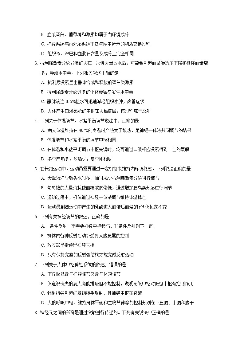2019-2020學(xué)年湖北省荊門市高二上學(xué)期期末學(xué)業(yè)水平選擇性考試階段性檢測生物試題 word版第2頁