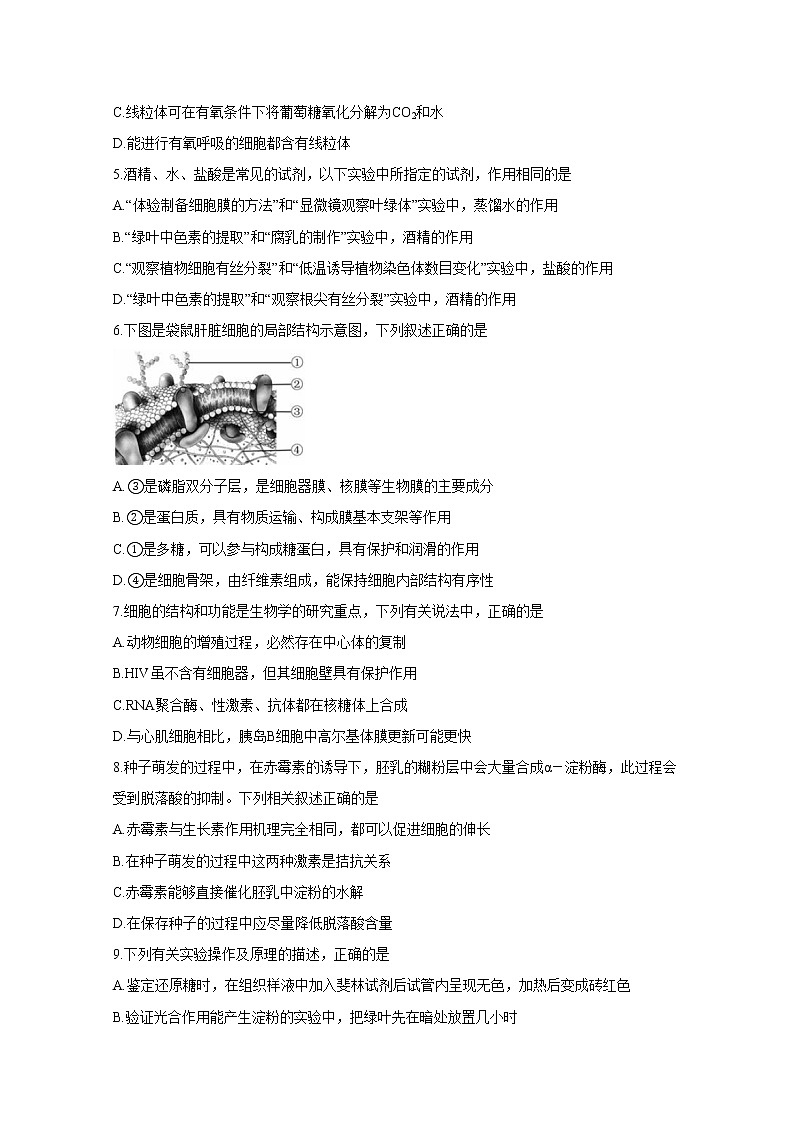 2019-2020学年湖南省A佳经典联考试题高二1月期末联考试题 生物 Word版第2页
