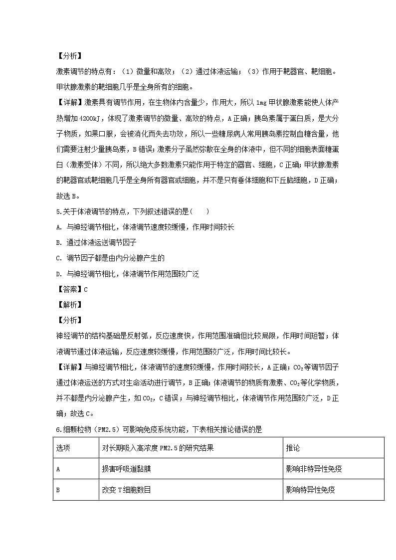 2018-2019学年湖南省醴陵二中、醴陵四中高二上学期期末联考生物试题 解析版03