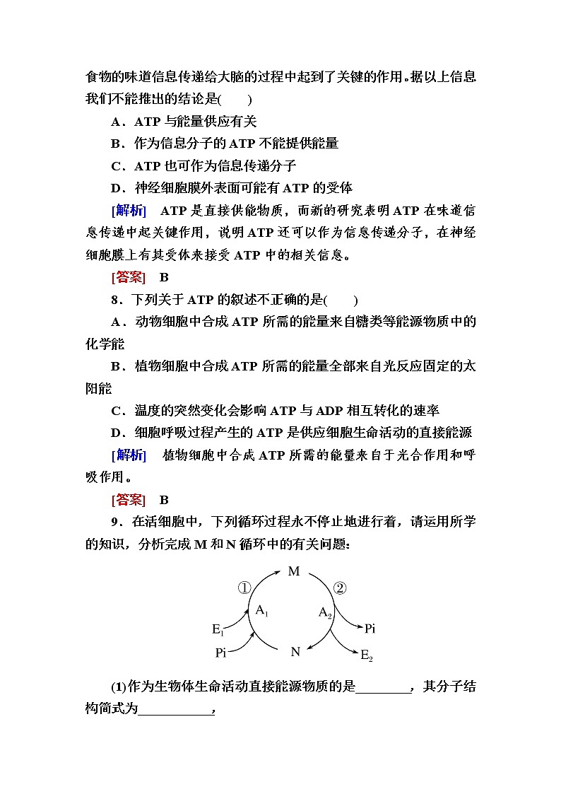 (新)人教版高中生物必修1课后作业:16细胞的能量“货币”ATP(含解析)第3页