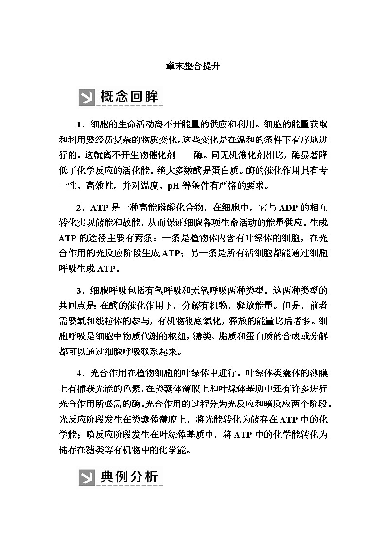 (新)人教版高中生物必修1教学讲义:章末整合提升5 细胞的能量供应和利用01