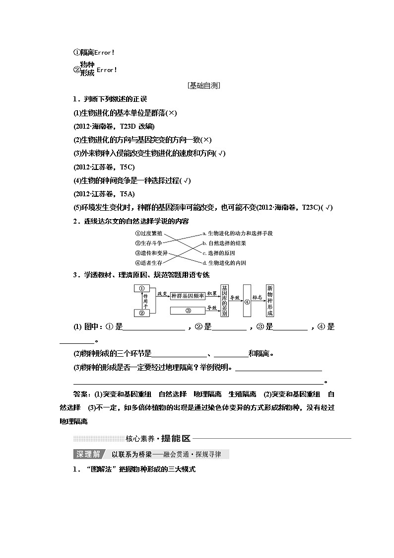 2020版高考一轮复习生物新课改省份专用讲义:第七单元 第三讲 生物的进化03