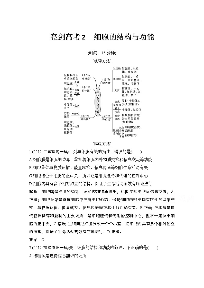 2021高考生物北师大版一轮教师用书:第二单元亮剑高考2细胞的结构与功能01