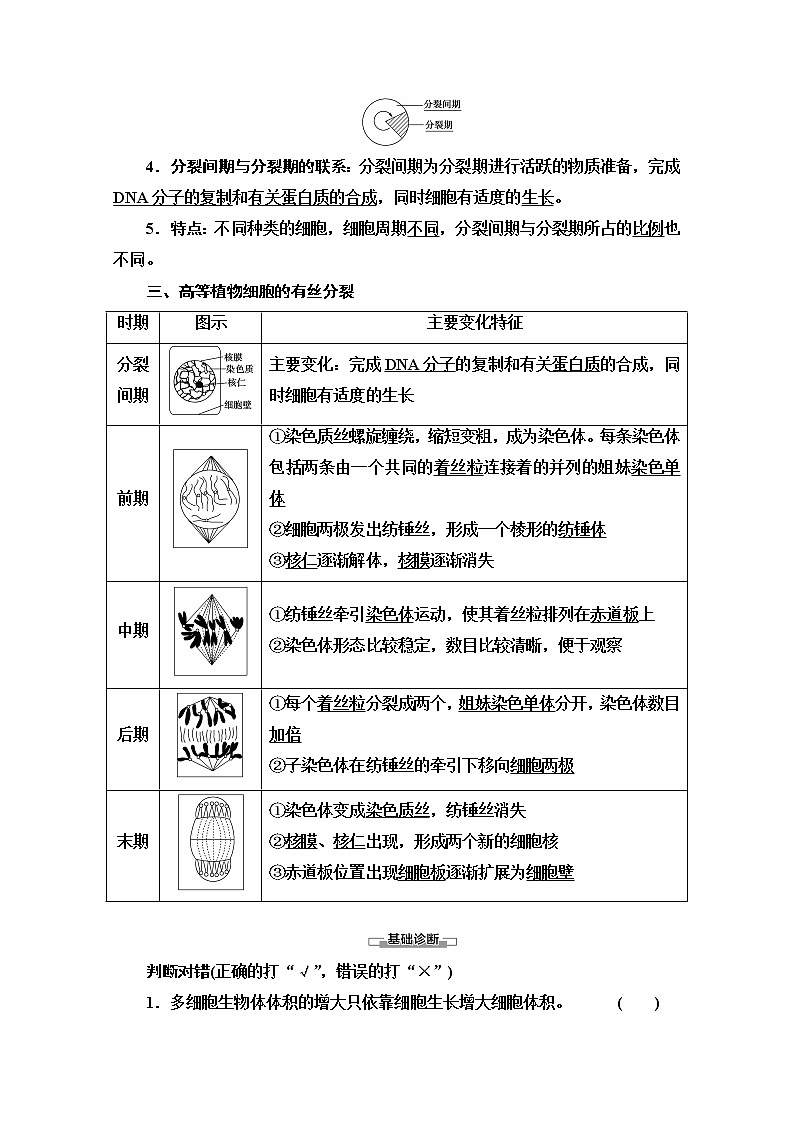 (新)人教版必修1学案:第6章 第1节 第1课时 细胞周期和高等植物细胞的有丝分裂(含解析)02