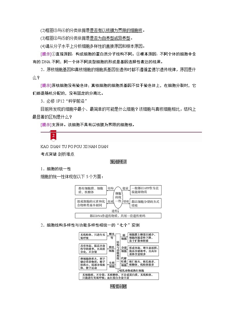 2021新高考生物人教版一轮学案:必修部分模块1第2单元第1讲 细胞的多样性和统一性第3页
