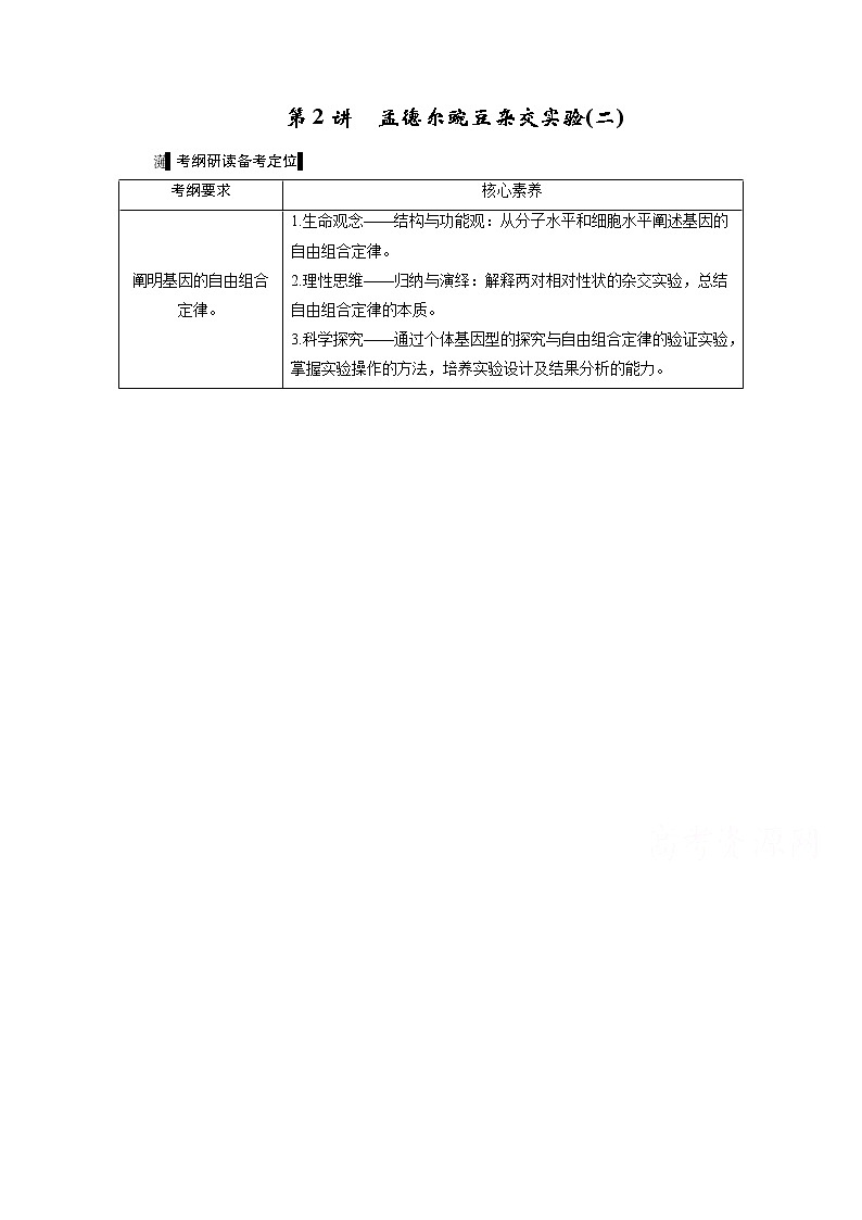 2021新高考生物人教版一轮学案:必修部分模块2第1单元第2讲 孟德尔豌豆杂交实验(二)第1页
