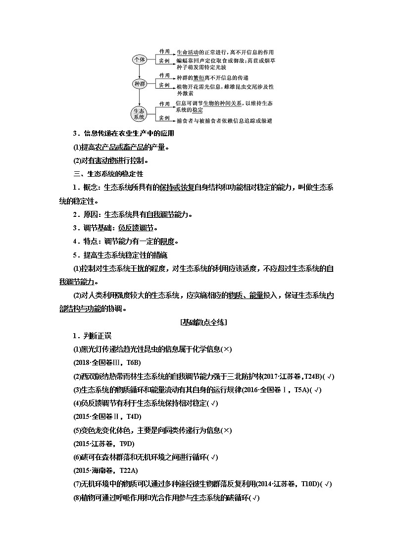 2020版高考新创新一轮复习生物通用版学案:必修③第四单元第2讲生态系统的物质循环、信息传递和稳定性02