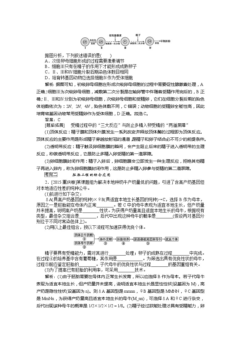 2020版《全程复习方略》高考生物一轮复习课堂互动探究案3胚胎工程 学案02