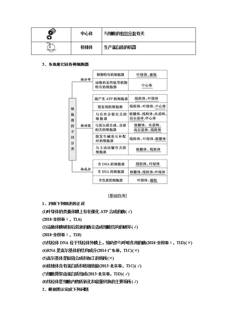 2020版一轮复习生物通用版学案:第二单元第二讲细胞器——系统内的分工合作02
