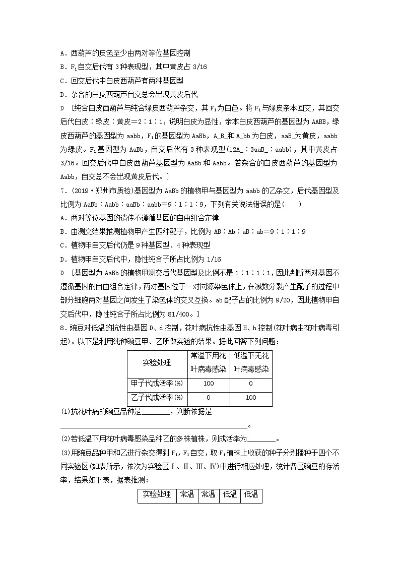 2021届高考生物新人教版一轮复习课后集训:16孟德尔的豌豆杂交实验(二) 学案03