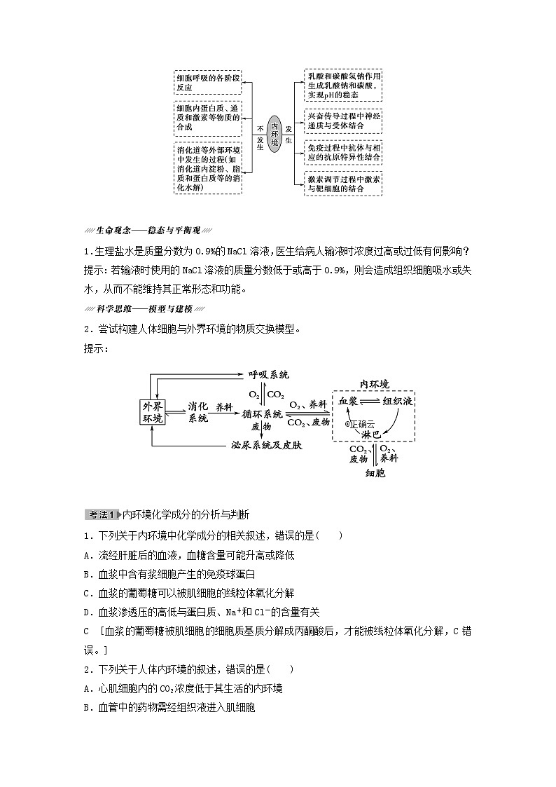 2021届高考生物新人教版一轮复习学案:第8单元生命活动的调节第1讲人体的内环境与稳态03