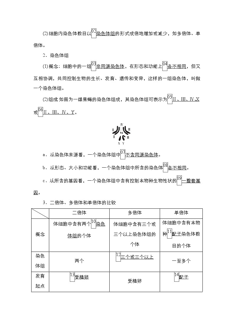 2021高三统考人教生物一轮(经典版)学案:必修2第7单元 第23讲 第1课时 染色体变异第3页