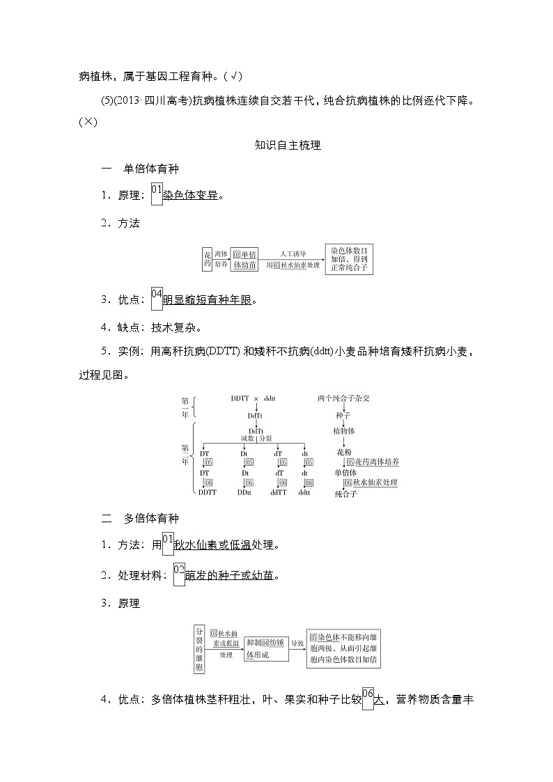 2021高三统考人教生物一轮(经典版)学案:必修2第7单元 第23讲 第2课时 生物变异在育种上的应用第2页