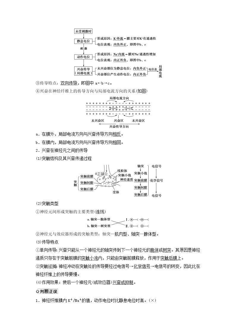 2021届高考生物苏教版一轮复习学案：第8单元生物个体的稳态第4讲人体生命活动的神经调节02